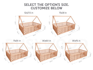 Floor House Bed for Toddlers with Slats (Model 6/17)