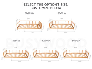 Montessori toddler bed with rails | 7 colors (Model 10)