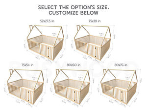 Crib size floor bed - Wooden toddler bed (Model 21)