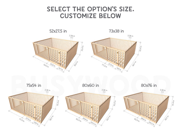 Montessori wood Platform Playpen Bed with extended rail (Model 6.3/20)