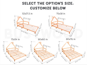 Montessori toddler house frame bed with legs (Model 3)