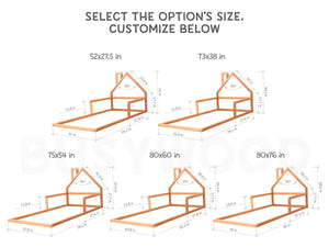 Montessori Floor Toddler Bed House Frame bed Grey color (Model 3)
