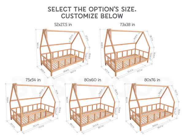 Montessori Toddler Bed with legs Black color (Model 1), фото 11