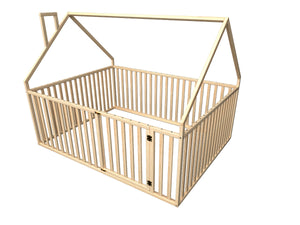 Montessori Wooden Playpen Bed with Fall Protection (Model 21)