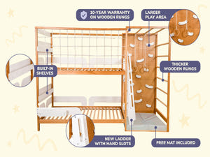 Eco-Friendly Montessori Jungle Bed - Bunk Bed with Optional Table & Drawers