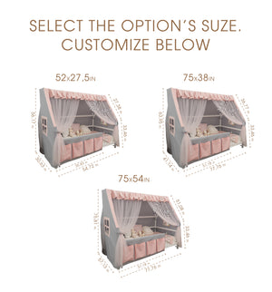 Princess Palace Canopy Bed Set Grey-Pink Color