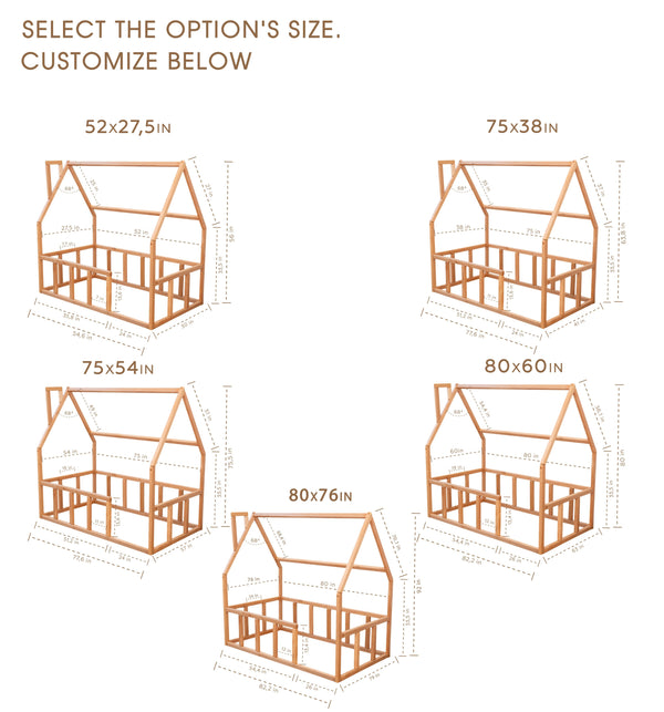 Wood House Bed for Climbing Montessori Bed White Color (Model 1), фото 9