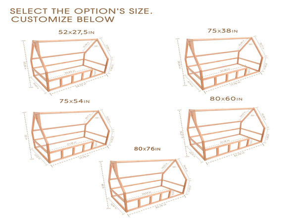 Kids Floor bed for climbing Wooden House Montessori bed (Model 1), фото 10