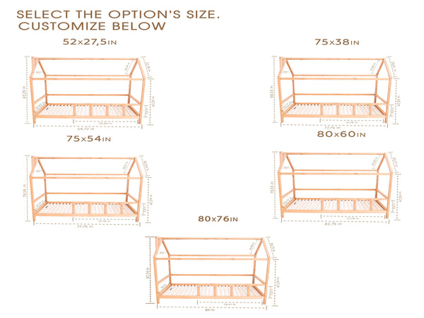 Montessori Bed House Bed with legs Natural color(Model 2), фото 11