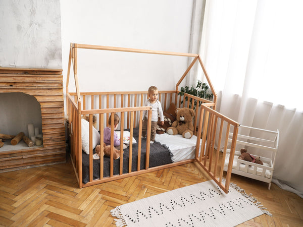 House Playpen Bed with Fall Protection Floor & Slats (Model21)