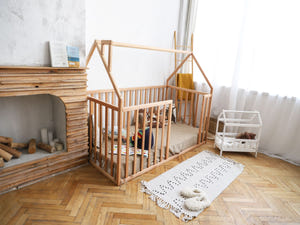 House Playpen Bed with Fall Protection Floor & Slats (Model 21)
