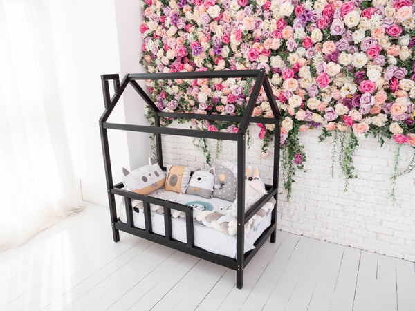 Montessori Bed House Bed with legs Black color (Model 2), фото 6