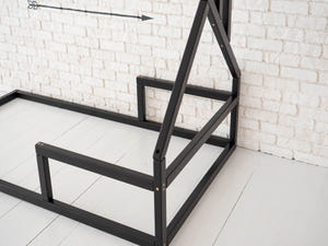 Montessori Floor Toddler Bed House Frame bed Black color (Model 3)