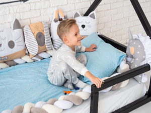 Montessori Floor Toddler Bed House Frame bed Black color (Model 3)