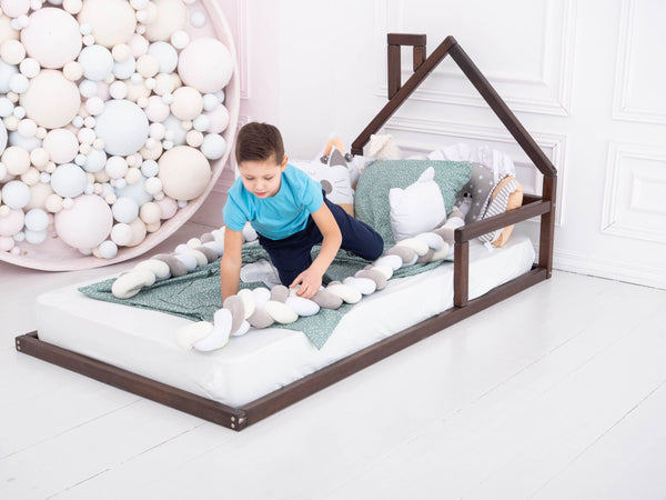 Montessori Floor Toddler Bed House Frame bed Dark color (Model 3)