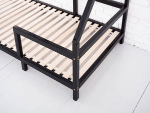 Montessori Wood House Bed Frame Toddler Bed with legs Black color (Model 3)