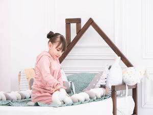 Montessori Wood House Frame Toddler Bed with legs Dark color (Model 3)