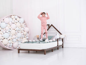 Montessori Wood House Frame Toddler Bed with legs Dark color (Model 3)