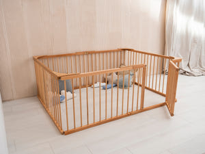 Modern Wooden Playpen for Toddler Transformable floor bed (Model 22)