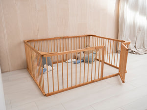 Modern Wooden Playpen for Toddler Transformable floor bed (Model 22)