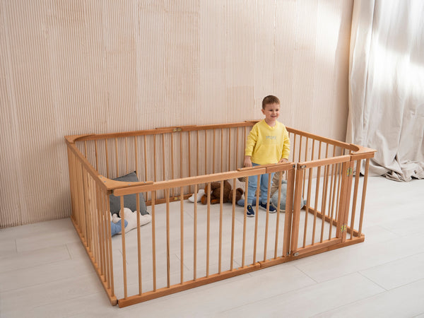 Modern Wooden Playpen for Toddler Transformable floor bed (Model 22), фото 4