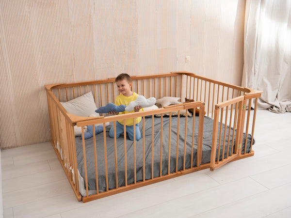 Playpen Wooden Bed for Toddler Transformable floor bed (Model 22)