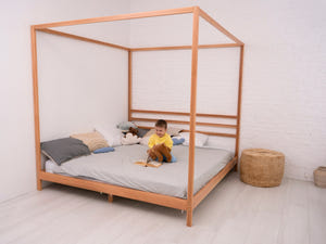 Teen Wooden bed with Legs&Slats Twin, Full and Queen size frame bed (Model 8)
