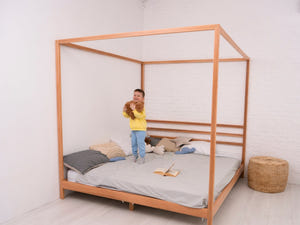 Teen Wooden bed with Legs&Slats Twin, Full and Queen size frame bed (Model 8)