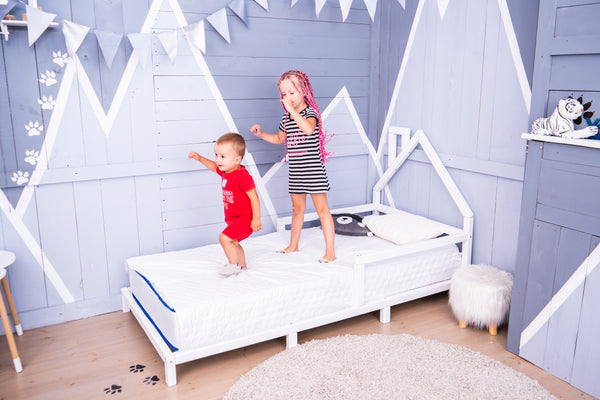 Montessori Wood House Bed Frame Toddler Bed with legs White color (Model 3)