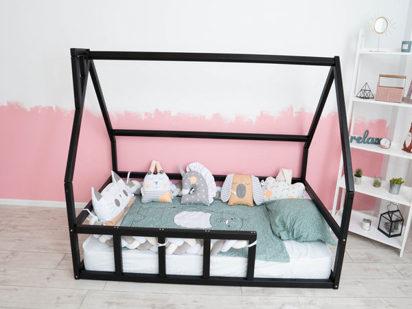 Montessori floor bed for Toddler without slats Black color (Model 1)