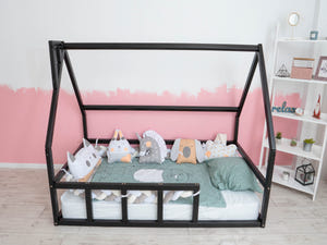 Platform Montessori bed without slats Black color (Model 1)