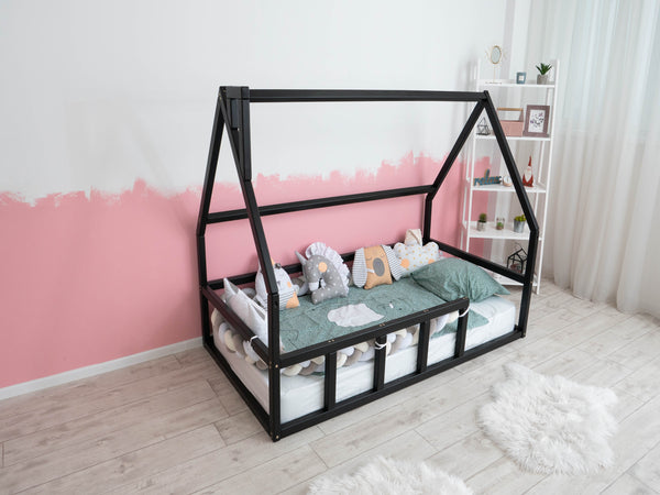 Montessori floor bed for Toddler without slats Black color (Model 1)