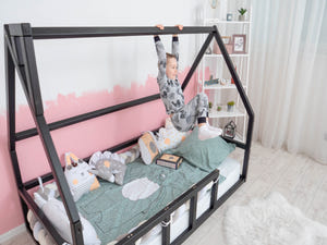 Platform Montessori bed without slats Black color (Model 1)