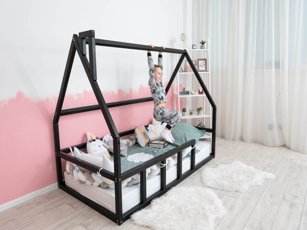 Platform Montessori bed without slats Black color (Model 1)