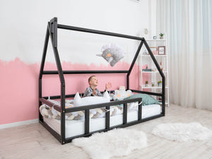 Platform Montessori bed without slats Black color (Model 1)