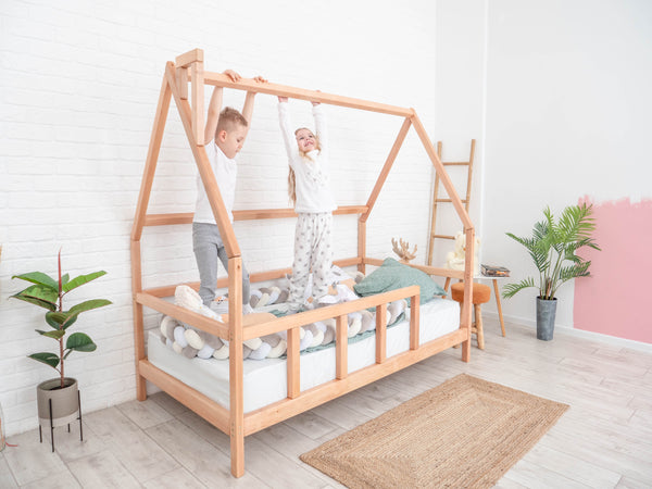 Montessori house bed with legs Natural color (Model 1)
