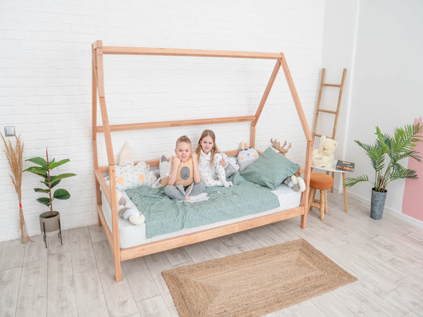 Montessori bed with legs Without front rail | 7 colors (Model 1), фото 2