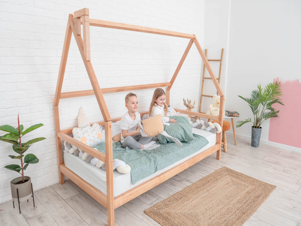 Montessori bed with legs Without front rail | 7 colors (Model 1), фото 3