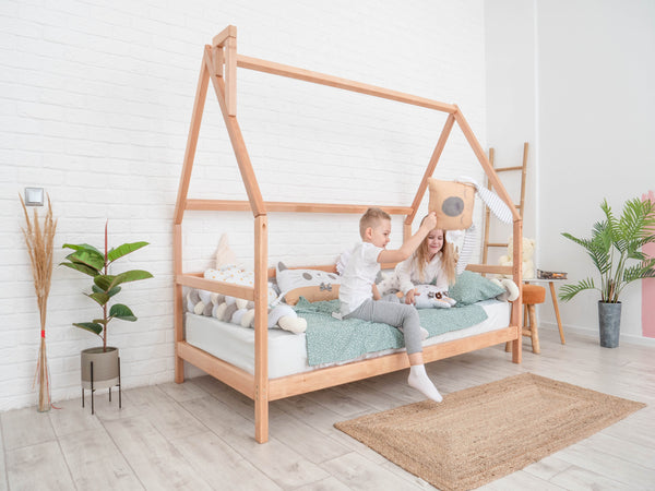 Montessori bed with legs Without front rail | 7 colors (Model 1), фото 4