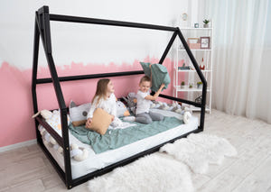 Playful Montessori bed without Front rail  Black color (Model 1)