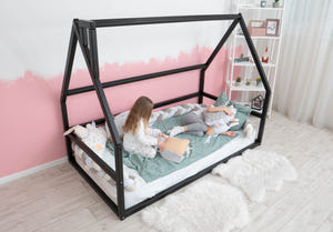 Playful Montessori bed without Front rail  Black color (Model 1)