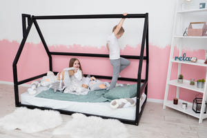 Playful Montessori bed without Front rail  Black color (Model 1)
