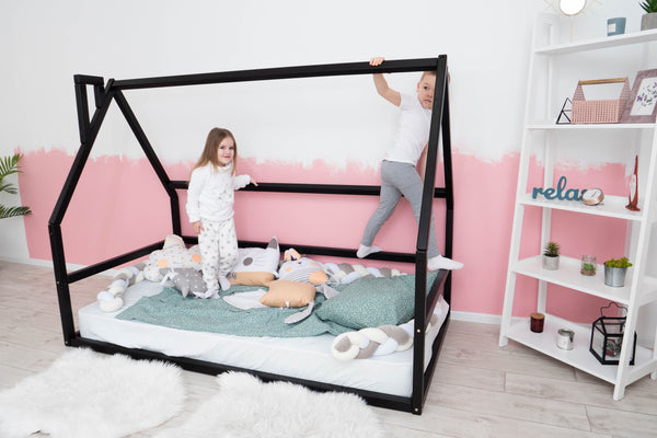 Playful Montessori bed without Front rail  Black color (Model 1)