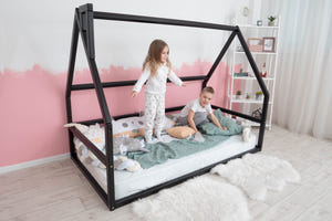Playful Montessori bed without Front rail  Black color (Model 1)