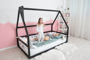 Playful Montessori bed without Front rail  Black color (Model 1)