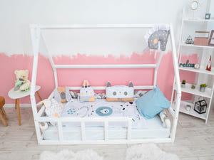 Montessori bed Floor bed without slats White color (Model 1)