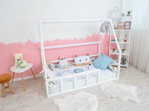 Montessori bed Floor bed without slats White color (Model 1)