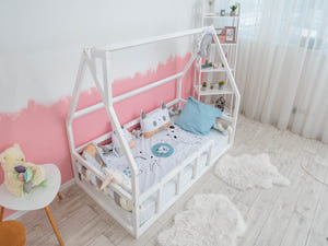Montessori bed Floor bed without slats White color (Model 1)