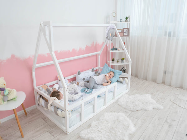 Montessori bed Floor bed without slats White color (Model 1)