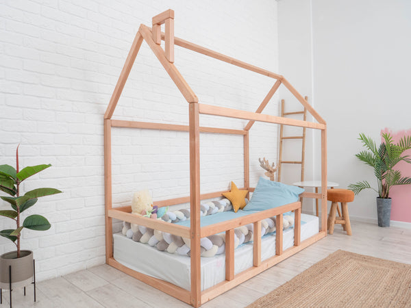 Platform Bed Montessori Bed House Natural color (Model 2)